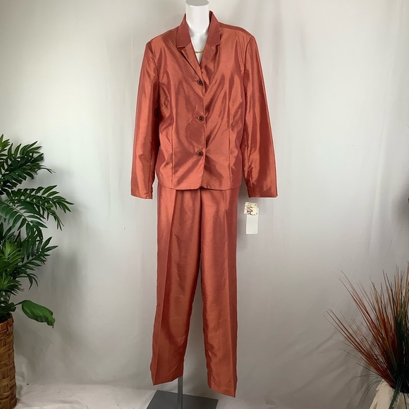 Vintage 💀stock Burnt Orange Two Piece Pant Suit - Picture 1 of 10